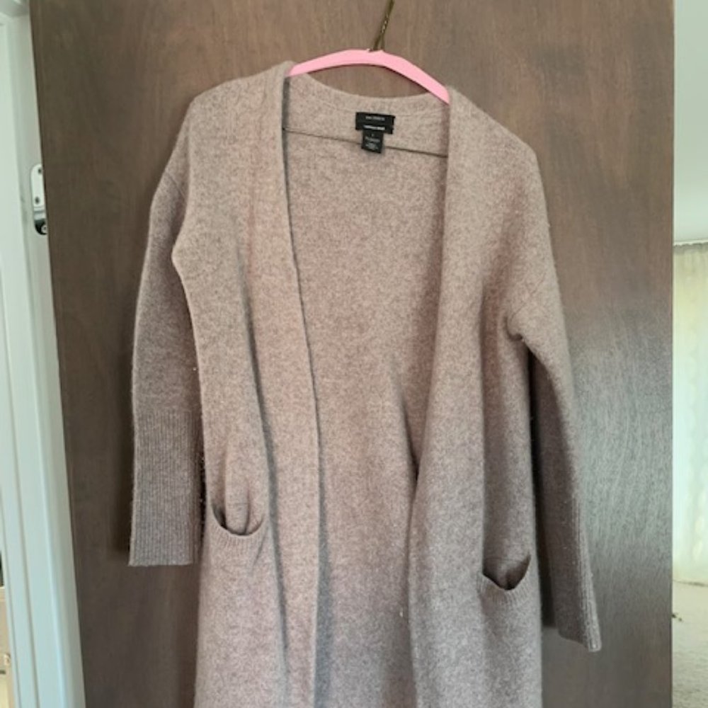 Halogen Beige Cashmere Blend Oversized Cardigan, Size 1